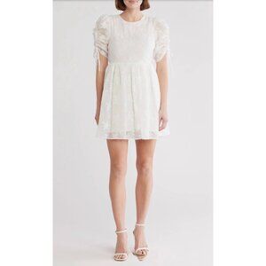 Lush Jacquard Lace Ruched Sleeve Minidress Size Large